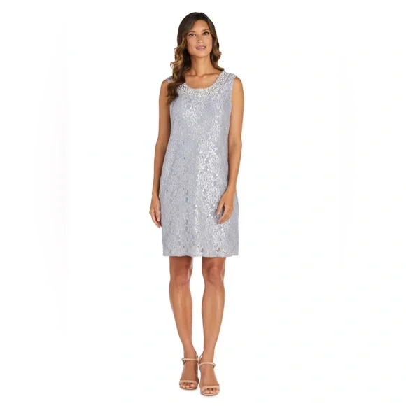 R & M Richards | Dresses | R M Richards Lace Shift Dress With Pearl  Embellishment 6w 1x | Poshmark